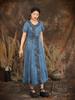 Johnature Summer Woman Chinese Style Single Breasted Cheongsam Dress Disc Buckle Vintage Embroidery Cowboy Dress