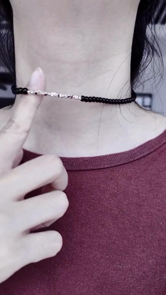 Handmade Geometric Beaded Choker Necklace Black Obsidian Stone Short Chain Collar Women's Jewelry Gift For Her Summer Minimalist Style