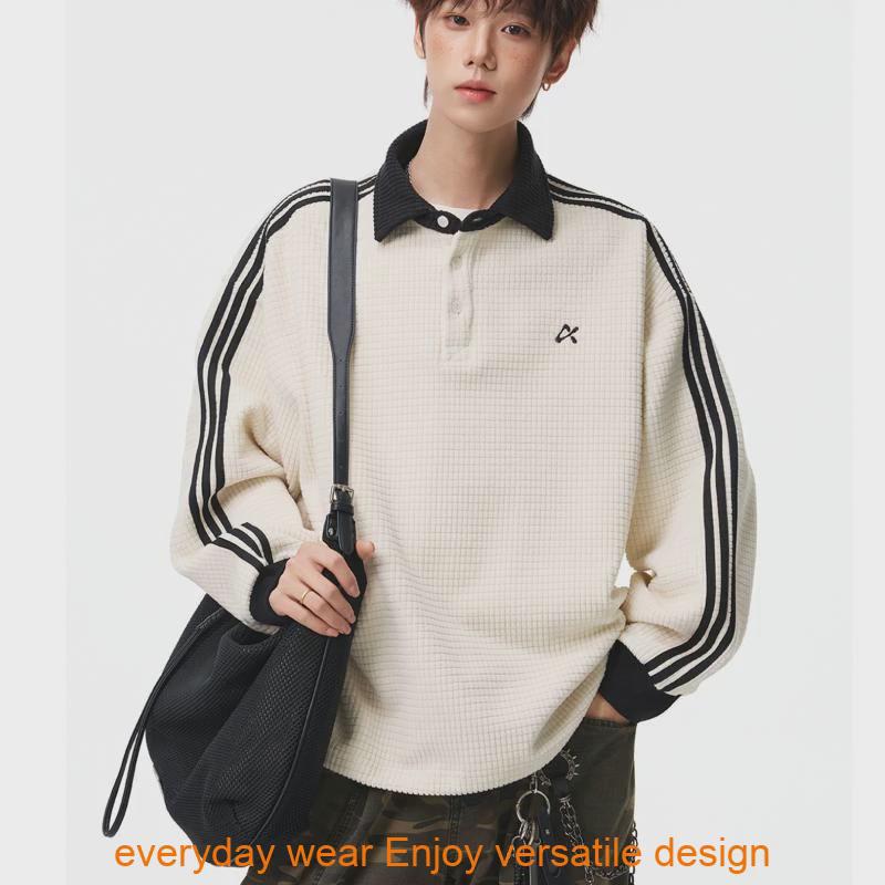Casual Mens Fall Sweatshirt With Color Block Collar And Drawstring Hem For Youth Fashion