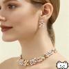 3 Pcs Rhinestone Imitation Pearl Earrings Necklace Set Two-piece Vintage Choker Accessory Light Luxury Jewelry Sets Wedding