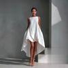 Boho White Linen Sleeveless High Low Hem Dress Women's Breathable Loose Fit Summer Sundress Casual A-Line Midi Dress for Vacation Beach Party Daily