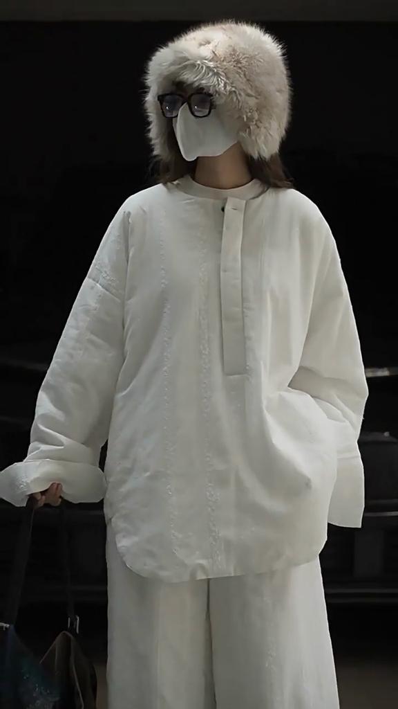 Johnature Winter Korean Style Simple Casual Round Neck Lace Double-Layer Loose Thick Warm Women Tops