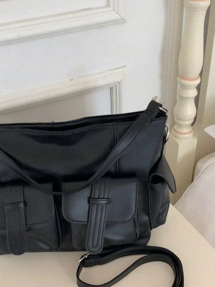 Kožená velká taška přes rameno se dvěma kapsami pro vysokoškoláka crossbody pracovní taška