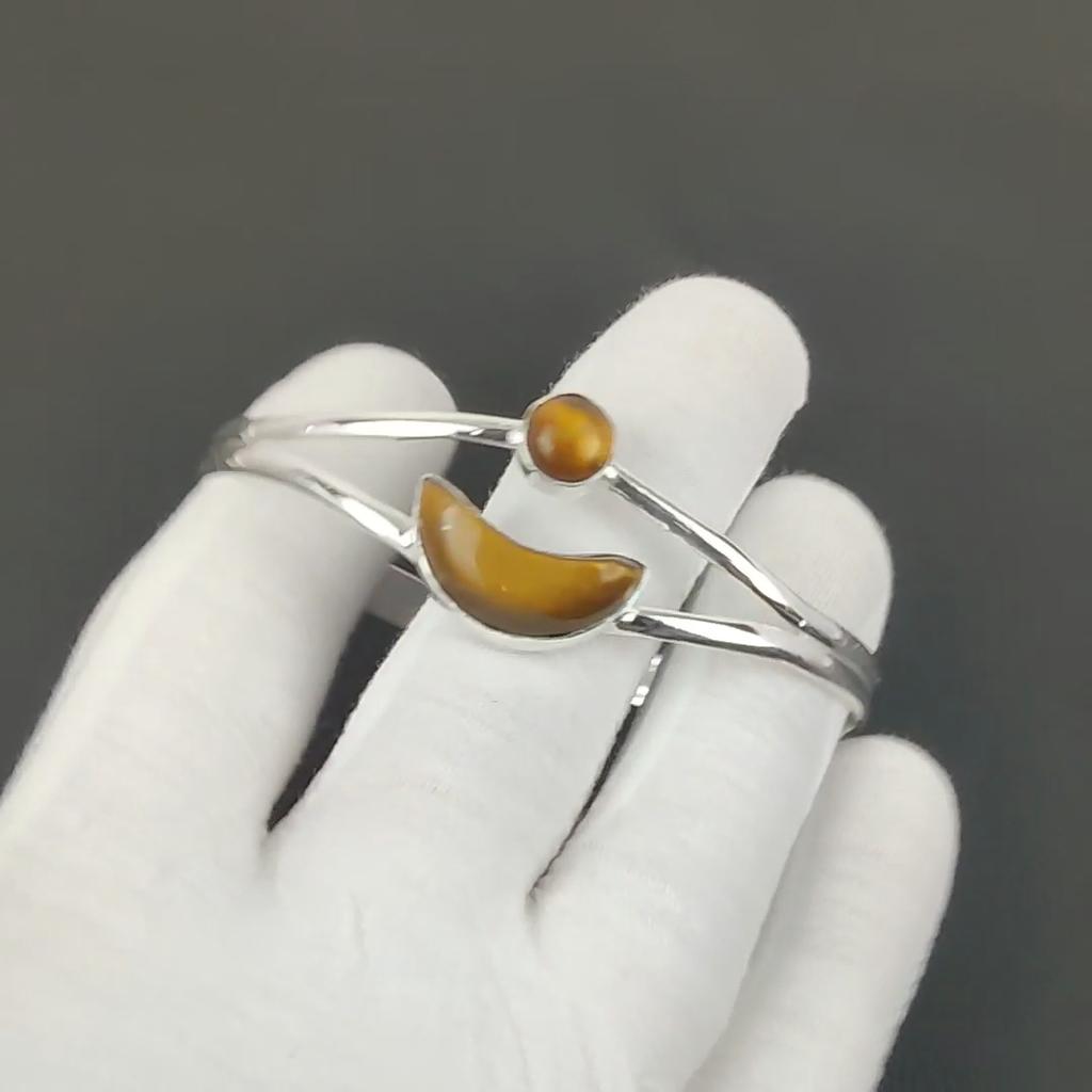Beautiful Tiger Eye Gemstone Handmade Cuff Bangle 925 Sterling Silver Cuff Bangle, Tiger Eye Bracelet For Wife , Unisex Bangle, Gift For Him
