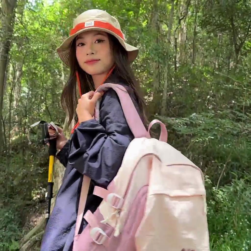 Women Contrast Color Backpack Junior High School Student Schoolbag Large Capacity Outdoor Mountaineering Backpack