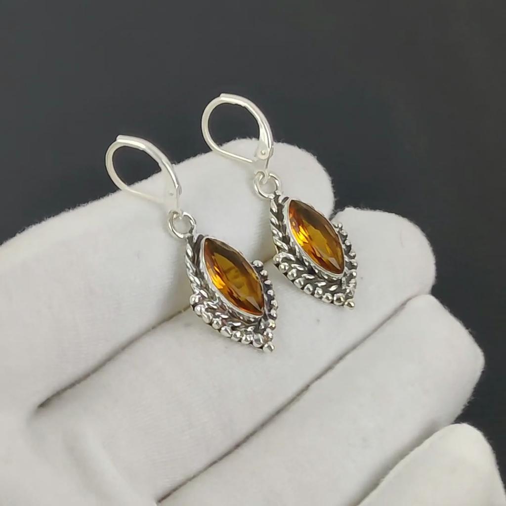 Amaing Honey Topaz Gemstone Earrings, 925 Sterling Silver Earring, Handmade Boho Silver Jewelry Dangle Earrings, Party Wear Gift