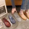 Gemstone Sparkling Jelly Mary Jane Shoes, Transparent Woven Hollow Flat Shoes, Waterproof and Non Slip, Cute Beach Pool Vacation Cooldown