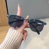 Handsome Half Frame Sunglasses Personalized Retro Square Design Black Gray Eyeglass Lenses UV Resistant Sunglasses