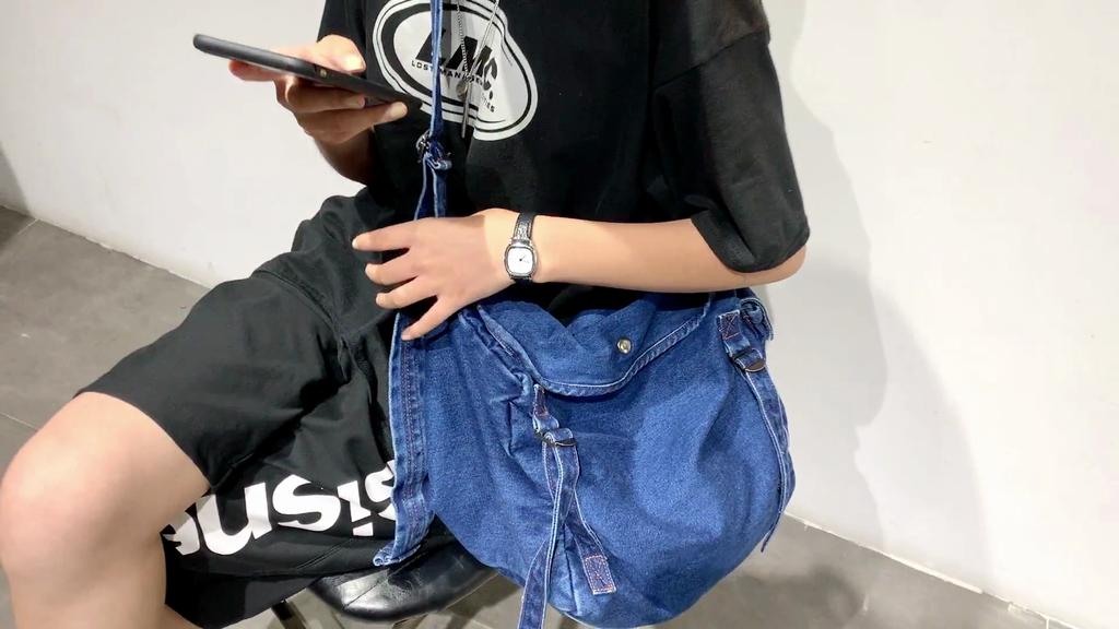 Dámská džínová crossbody taška Velkokapacitní taška přes rameno