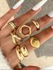 Cross Border Niche Trend Design Photosensitive Ring Women's Jewelry Exaggerated Geometric Curved Open Joint Ring Set
