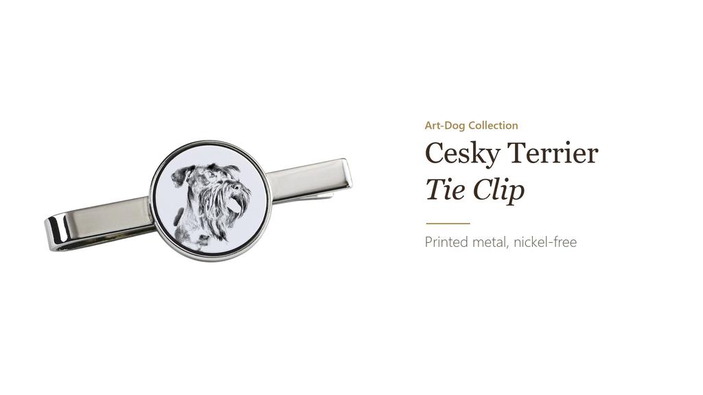 Cesky Terrier, Czech Terrier, Bohemian Terrier – Tie Clip with a Dog, Personalized Tie Clip | Art-Dog