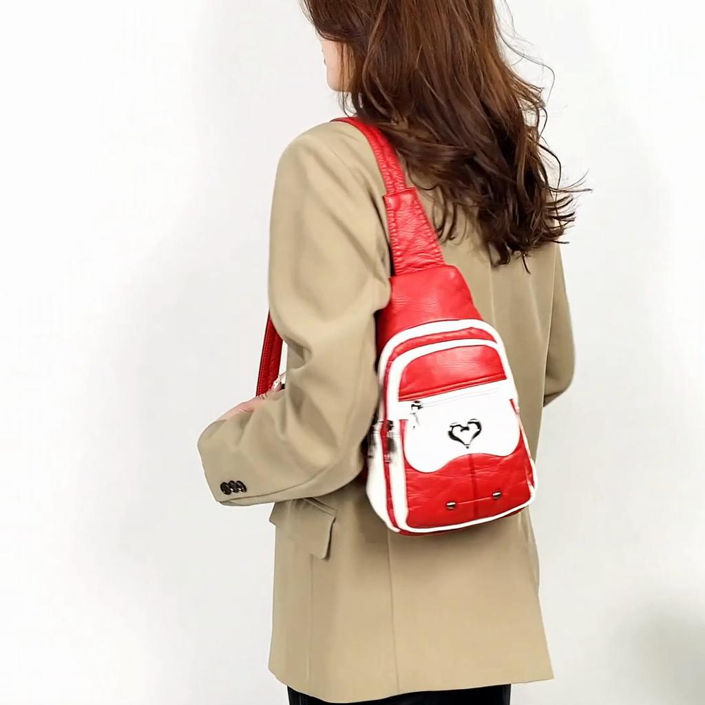 Women's Color Block Crossbody Bag PU Chest Bag Large Capacity Mobile Phone Bag Shoulder Bag