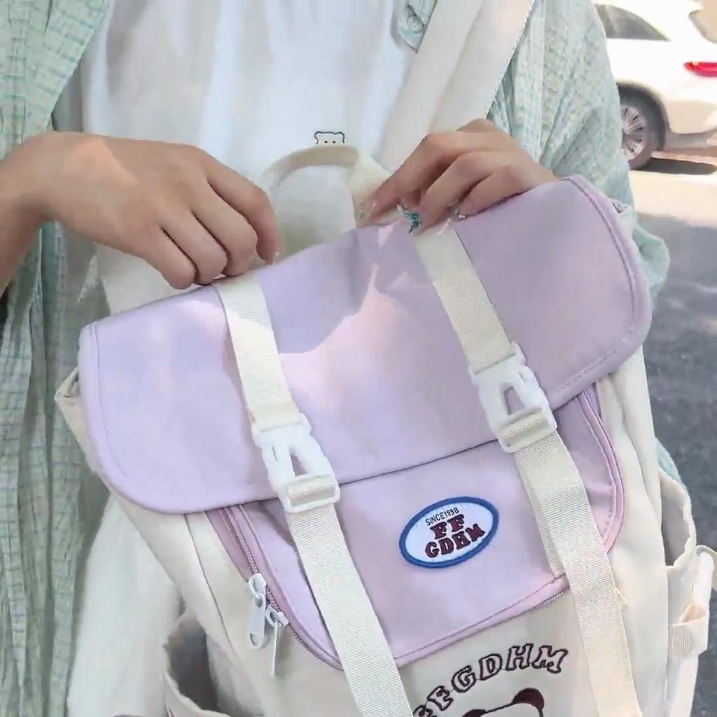 Color Block Backpack Student Schoolbag Women's Large Capacity Backpack
