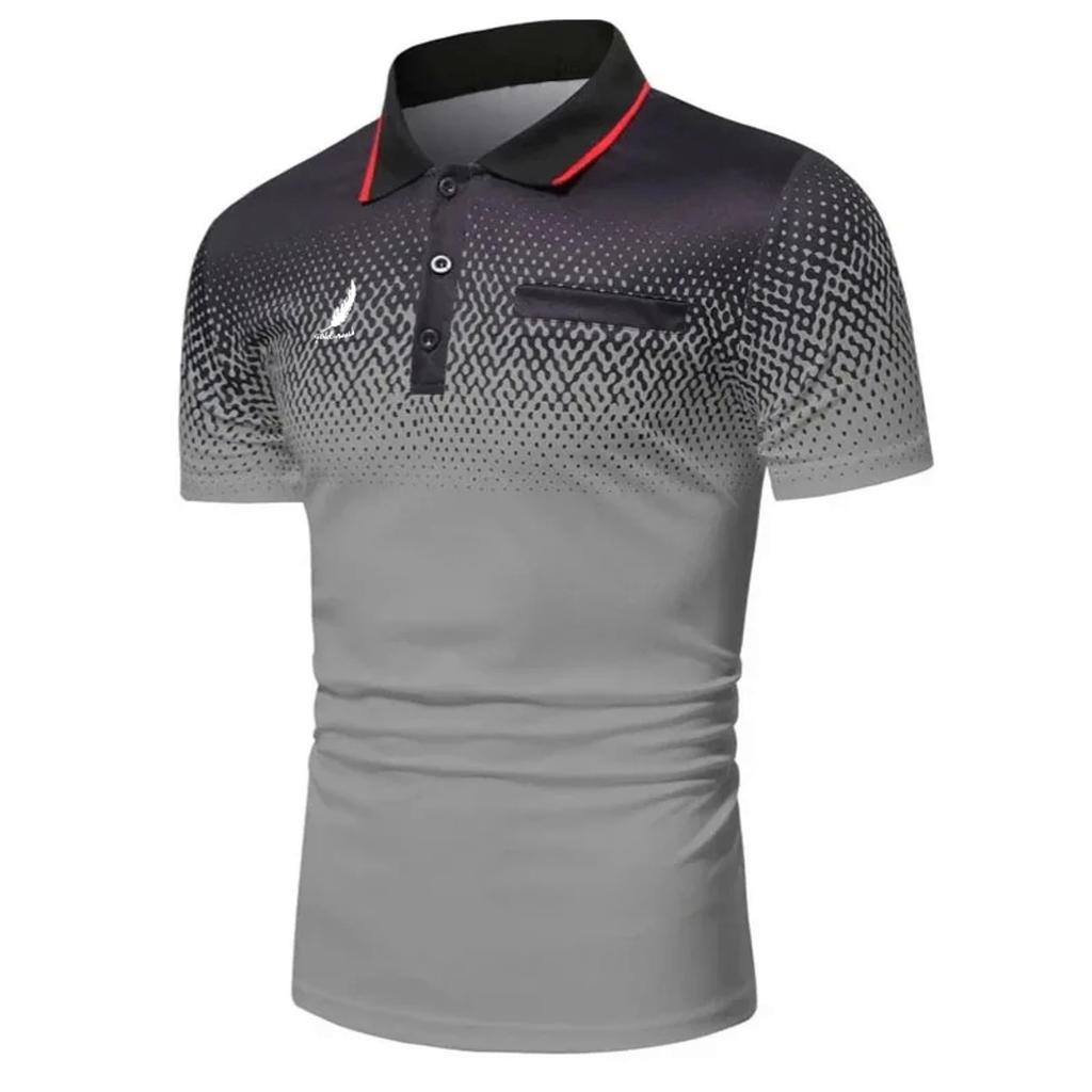 New Men's Printed Casual Turn-down Collar Polo Shirt Men's Business Casual Short-sleeved Shirt