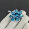 Siwss Blue Topaz Gemstone Silver Flower Pendant in 925 Sterling Silver - Handmade Pear Design, Everyday Wear Jewelry Wadding Gift