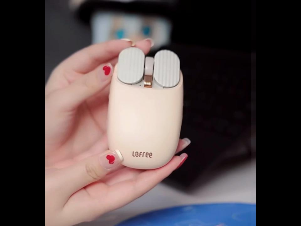 Lofree Akumulatorowa mysz bezprzewodowa, Kompatybilna z wieloma systemami, Wielofunkcyjna mysz Bluetooth, Kolor morelowy