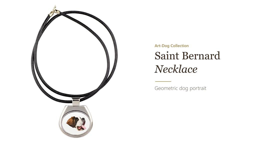 St. Bernard, Saint Bernard, Alpine Mastiff, Bernhardiner – Necklace with a geometric design and the inscription "Art-Dog" | Art-Dog