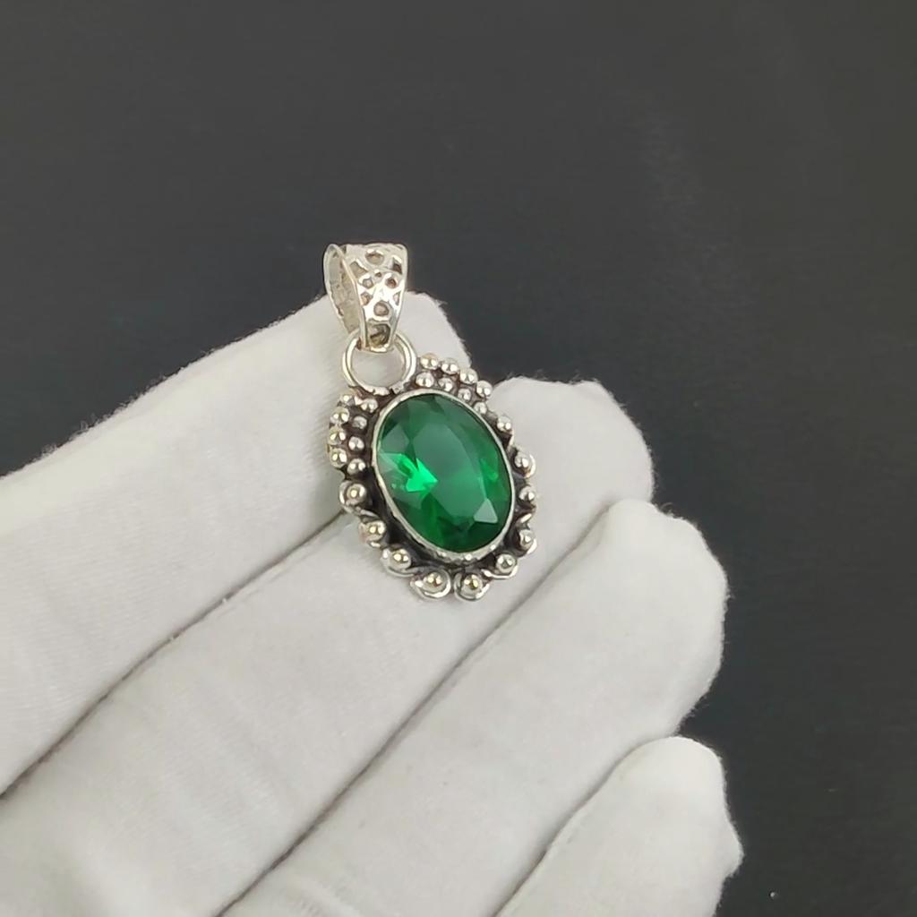 Dainty Green Apatite Gemstone Silver Cross Pendant In 925 Sterling Silver- Handmade Design, Everyday Wear Jewelry, Unique Pendant Easter Gift