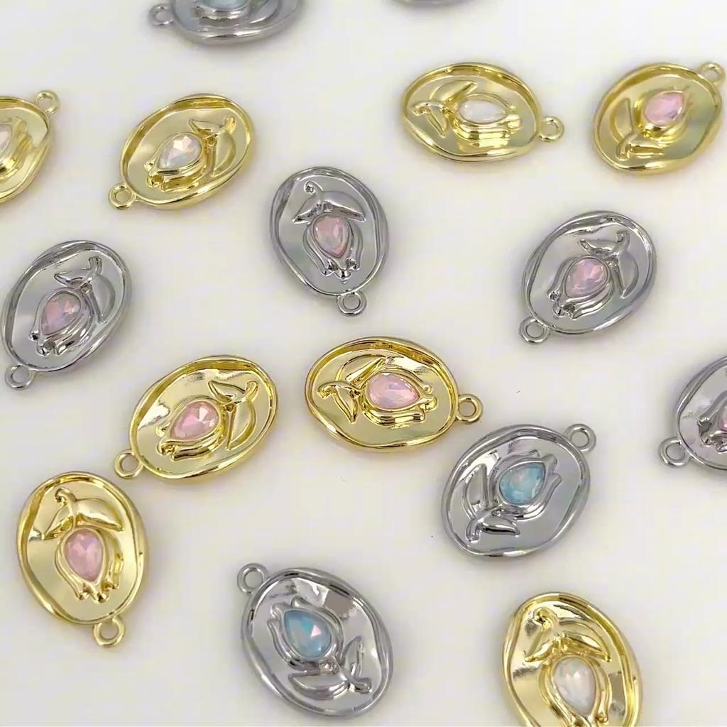 Kovové přívěsky s tulipánovým přívěskem 14 x 21 mm na výrobu šperků Náhrdelník s vlastními rukama