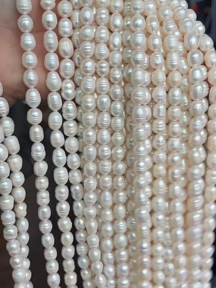 Threaded Rice Pearl Natural Freshwater Pearl White Pearl 4-9mm For Jewelry Making DIY Bracelet Earrings Necklace Accessory