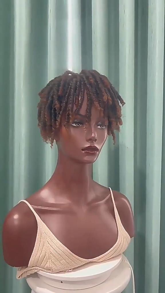 Dreadlock Hair Wigs Short Hair Wig Toupe Curly Braids Clip On Curly Loose Afro Black Ombre Color Hairpiece For Women