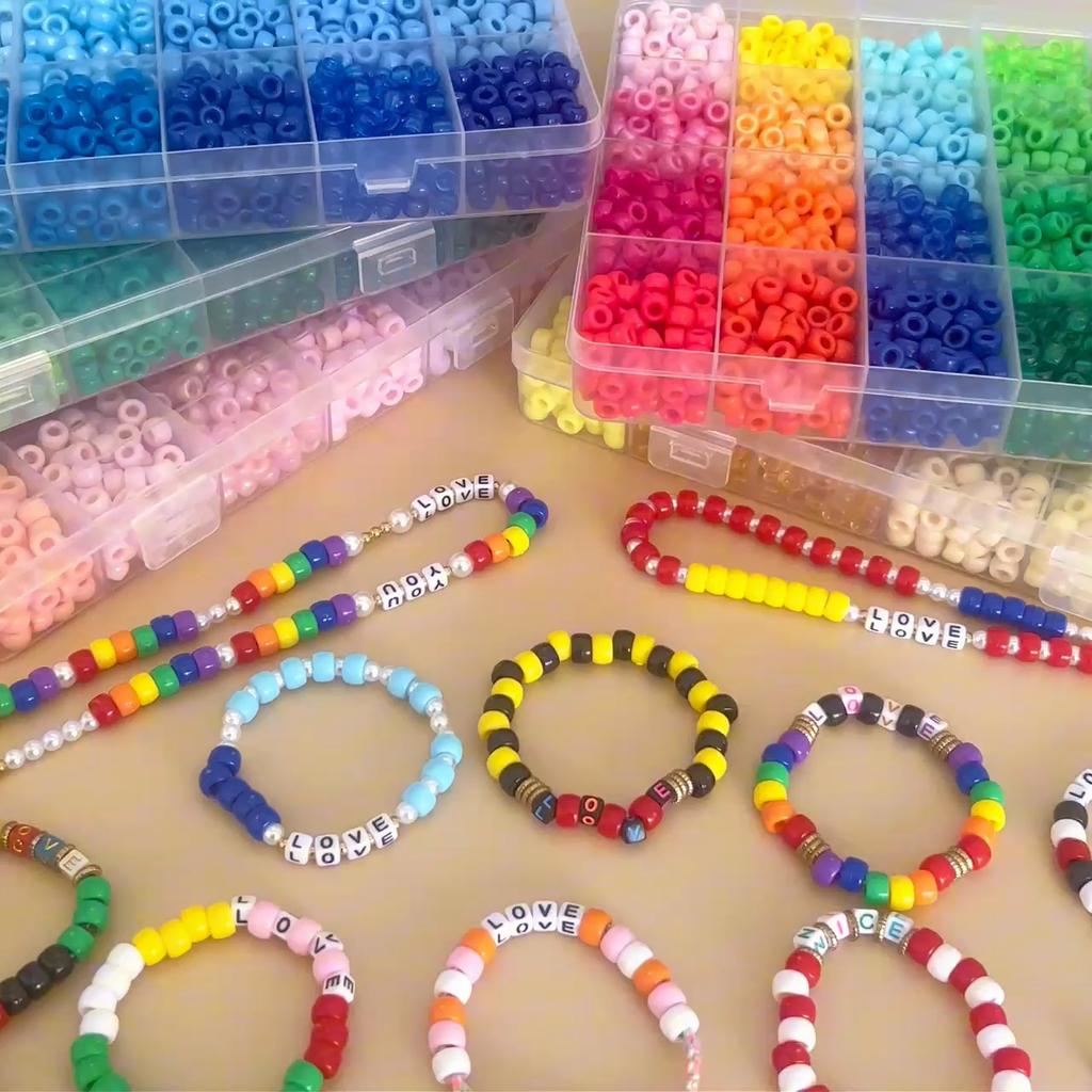 2400Pcs/box Acrylic Beads For DIY Bracelet Necklace Jewelry Making Accessories