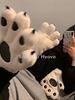 Student Padded Thickened Gloves Cold Winter Cycling Gloves Cartoon Cute Bear Paw Cat Claw Plush Gloves Women's Hanging Neck Large Size Gloves