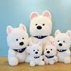 Adorable Scarf White Dog Plush Toy Soft Stuffed Animal For Gifts And Events