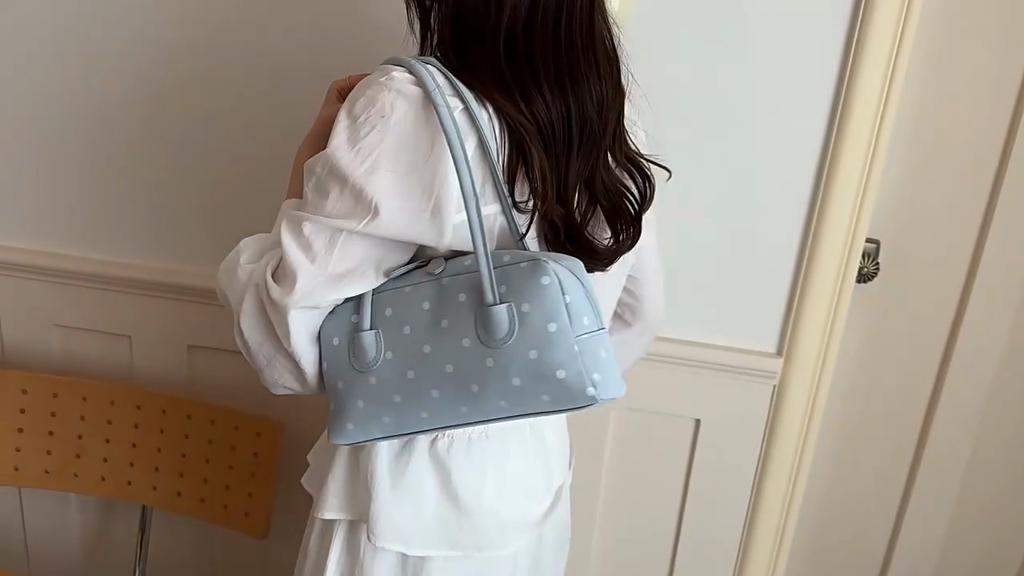 Yogodlns New Large Capacity Shoulder Bags Zipper Polka Dot Bowling Underarm Bags For Women Minimalist Shopper Handbag