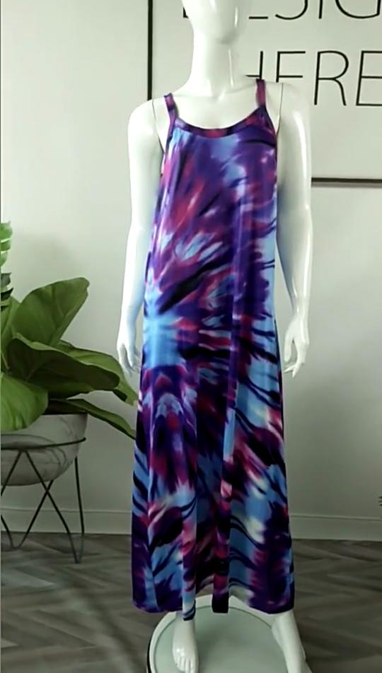 Vestido largo de talla grande para mujer, informal, con cuello en V, estampado, estilo bohemio, holgado, para verano, playa, sin mangas, con hombros descubiertos, para fregar
