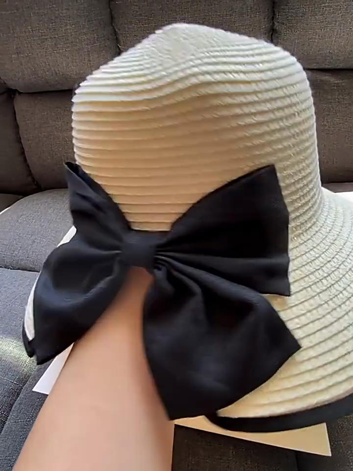 Large Brim Bow Straw Hat for Women Summer Sun Protection UV Foldable Bucket Hat Korean Temperament Vacation Bowknot Beach Visors Elegant Beach Hat