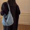 Denim Messenger Bag med Stor Kapacitet Dam Vintage Axelväska Crossbody-väska