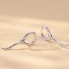 Bisaer 925 Sterling Silver Snake Hoop Earrings Green Zircon Animal Earrings Plated Platinum For Women Party Fine Jewelry