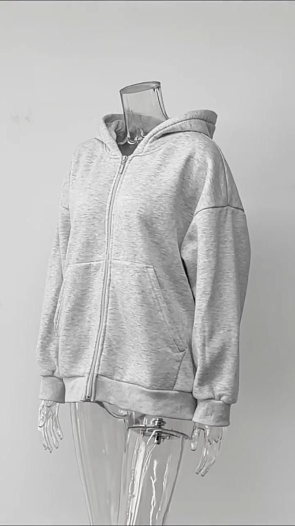Autumn and Winter New Casual Hooded Long Sleeve Cardigan Sweatshirt Loose Zipper Sweatshirt Women's Clothing