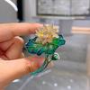 Fashion Crystal Lotus Flower Brooch Pin Rhinestone Brooches Wedding Jewelry Gift