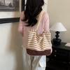 Striped Tote Bag Rope Handle Casual Beach Shoulder Purse Large Capacity