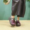 Johnature Ethnic Style Flower Thick Soled Sandals Genuine Leather Versatile Women's Platform Shoes