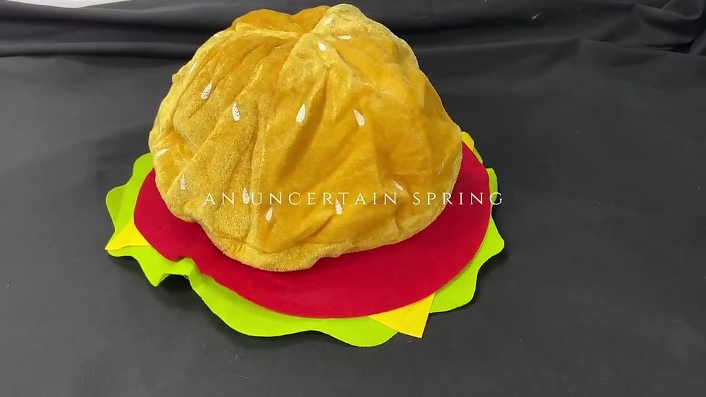 Women Hamburger Hat Adults Cute Funny Realistic Cozy Stretchy Costume Accessories Soft Men Fast Food Cap for Gift Male