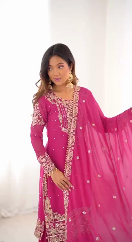 Damen Bollywood Shanarara Salwar Anzug Indischer Designer Partykleidung Anzug Shanara Dupatta Set Salwar Kameez