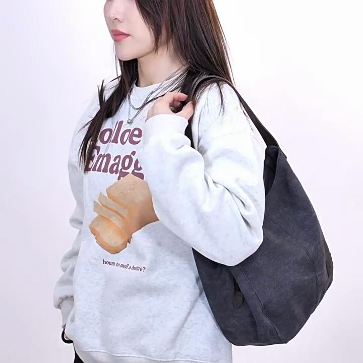 Women's Hobo Bag Casual Canvas Large Shoulder Tote with Multiple Compartments, Minimalist and Versatile Design