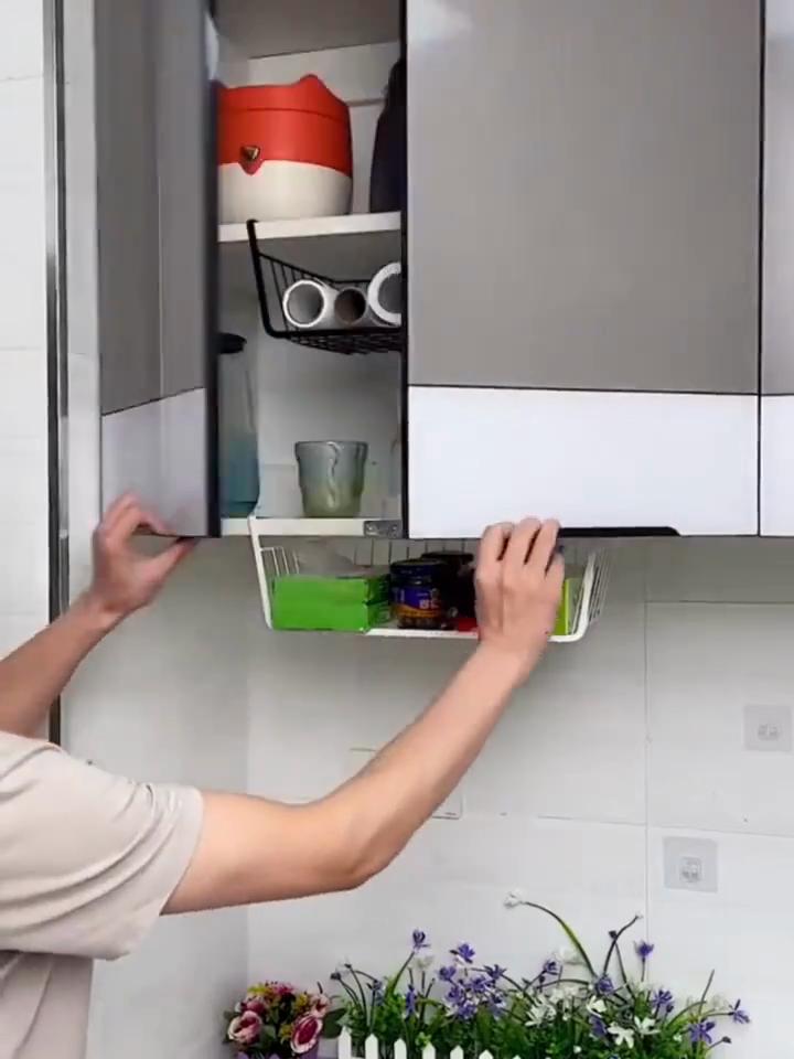 1pcs Kitchen Rack, Cabinet Layered Storage Rack, Multi-layer Storage Rack, Multi-functional Seasoning Jar And Tableware Storage Rack With Hanging Hook