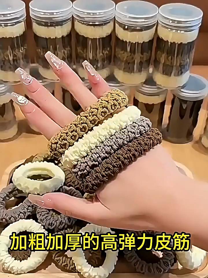 5pcs/Set Mixed Color Thick Hair Ties Soft Seamless Towel Scrunchies Women Girls Elastic No Damage Ponytail Holders Rubber Band