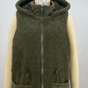 Autumn Women's Hooded Sleeveless Colorblocking Pocket Buttonless Mid-Length Cardigan Bubble Fleece Jacket