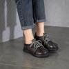 Johnature Flache Retro-Schuhe aus echtem Leder mit runder Spitze, einfarbig, vielseitige Schnür-Damenschuhe