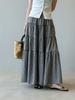 Johnature French Plaid Cake Skirt Women Summer Loose All Match Casual Simple Skirts