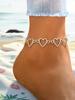 1PC Openwork Heart Ankle Chain For Women, Summer Beach Vacation Jewelry, Minimalist Alloy Anklet, Fashionable Foot Accessory For Travel Wedding Gift