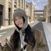 Literary belted knit cap Women's fall and winter retro ethnic wind Hundreds of anti-cold package ear head cap