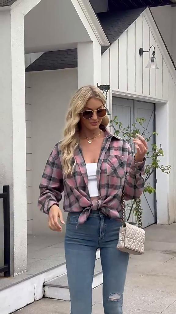 Fashion Trendy Autumn And Winter Beauty Clothing New Casual Fashion Street Loose Plaid Shirt For Women