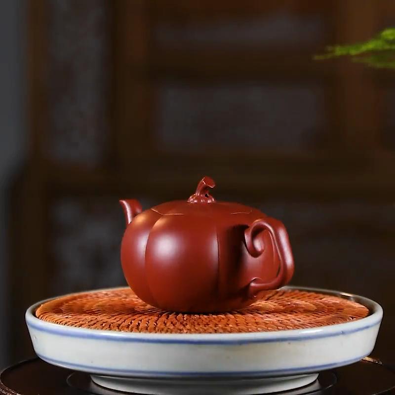 200ml Handmade Purple Clay Pot with Original Mine Dahongpao Pumpkin Tea Pot Gift Engraving