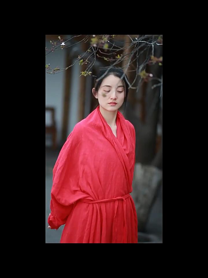 Johnature Women Solid Color Bandage Loose Long Sleeve Chinese Style Dresses